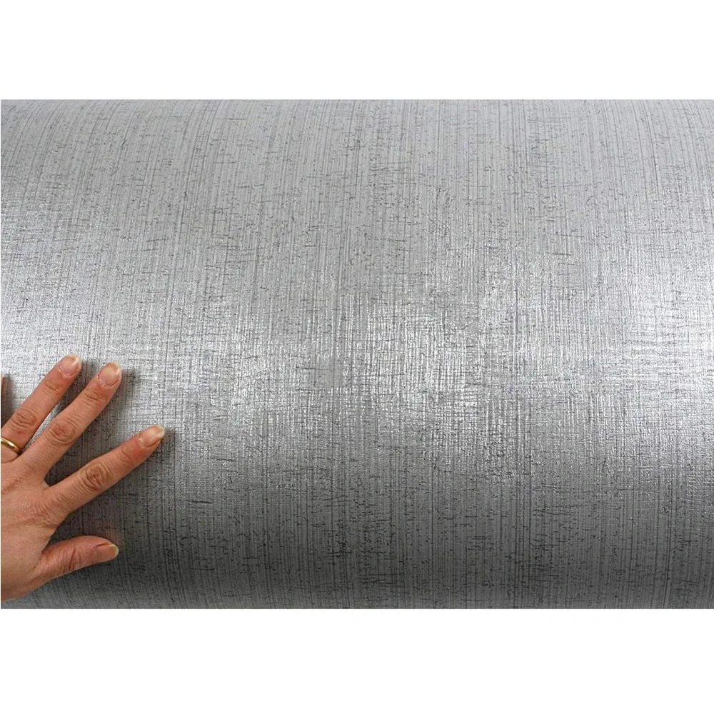 New. Silver Textured Peel and Stick Wallpaper Roll